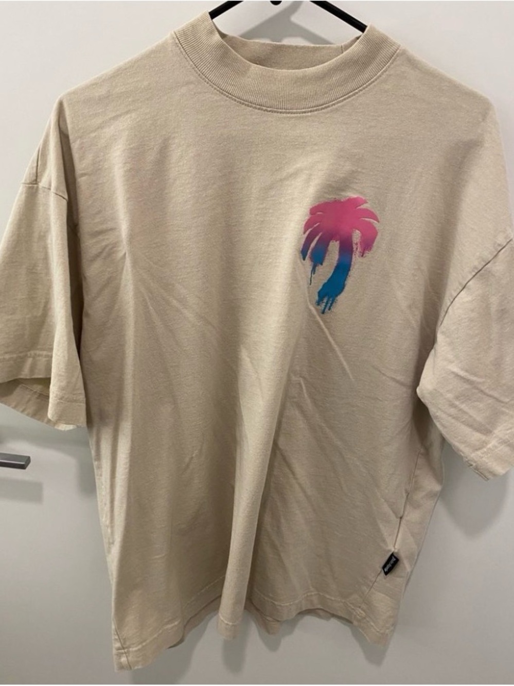 Palm Angels I Love PA Beige Oversized Tee Shirt
